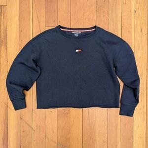 Tommy Hilfiger Y2K Dark Navy Blue Crewneck Cropped Sweatshirt Size Medium